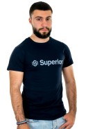 Superior σκούρο μπλέ ανδρικό T-shirt με λευκό τύπωμα