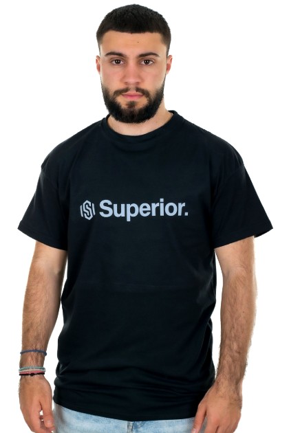 Superior μαύρο ανδρικό T-shirt με λευκό τύπωμα