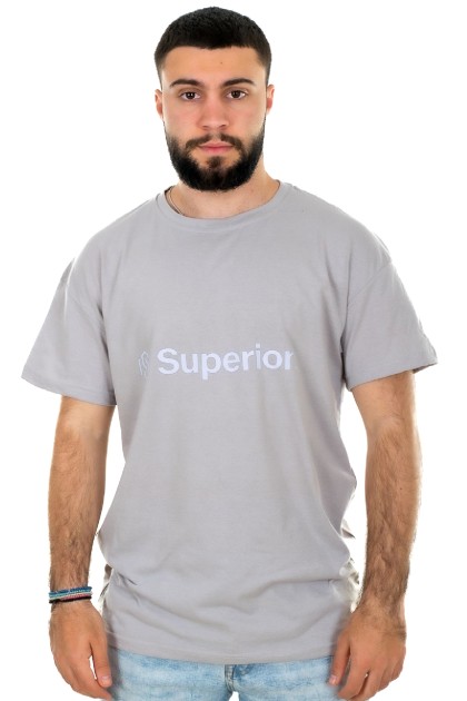 Superior γκρι ανδρικό T-shirt με λευκό τύπωμα